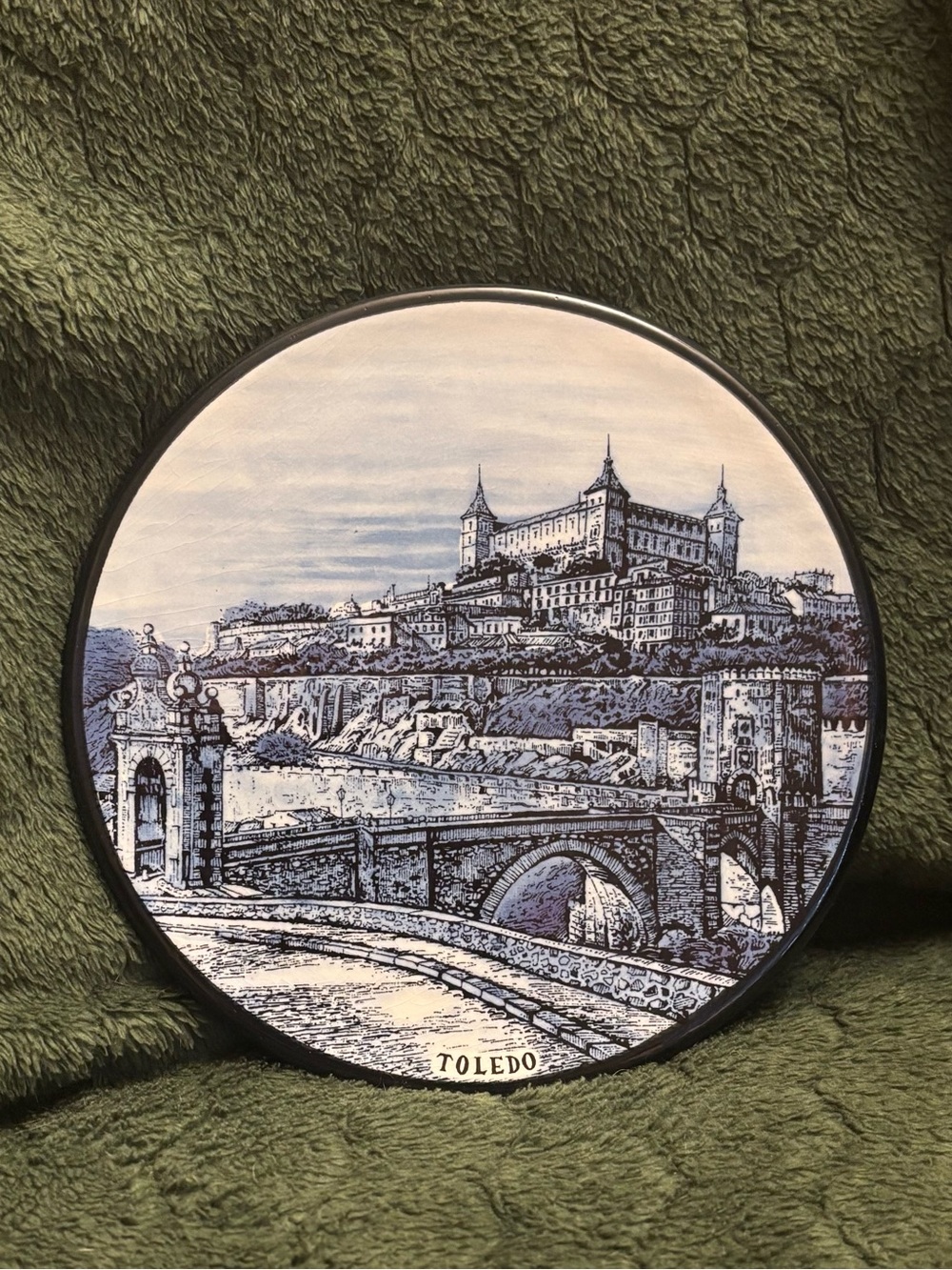 Vintage Toledo Spain Decorative Plate Blue and White